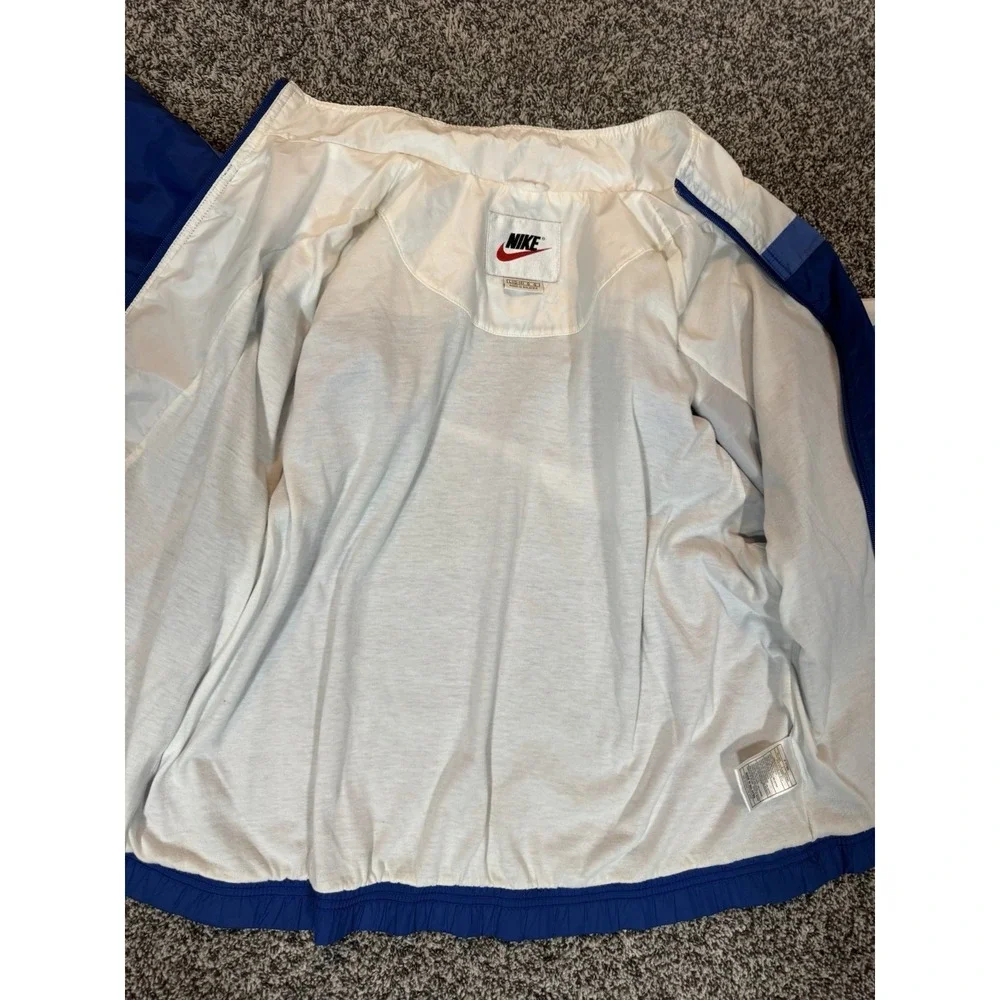 Vintage Nike Big Swoosh‎ WindBreaker Jacket Blue White Women's Large 12-14